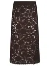 P.a.r.o.s.h . Delicate Lace Midi Skirt With Floral Patterns In Brown