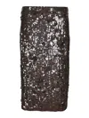 P.a.r.o.s.h . Dark Grey Midi Skirt With Micro Sequins In Brown