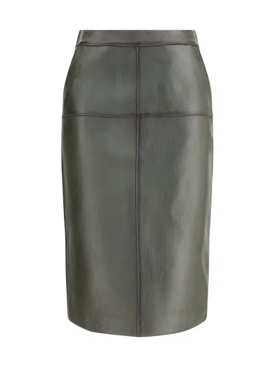 P.a.r.o.s.h P. A.r. O.s. H. Leather Pencil Skirt In Gray