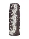 P.a.r.o.s.h White And Black Skirt With Side Closure And All-over Floral Printed Pattern In Silk Woman In Brown