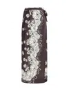 P.a.r.o.s.h White And Black Skirt With Side Closure And All-over Floral Printed Pattern In Silk Woman In Brown