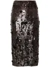 P.a.r.o.s.h . Dark Grey Midi Skirt With Micro Sequins In Brown