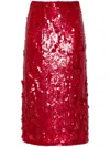 P.a.r.o.s.h Sequined Midi Skirt In Red