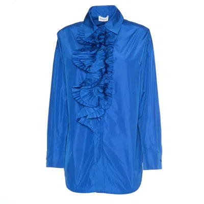 P.a.r.o.s.h Parosh Sky Blue Ruffled Long Sleeve Shirt