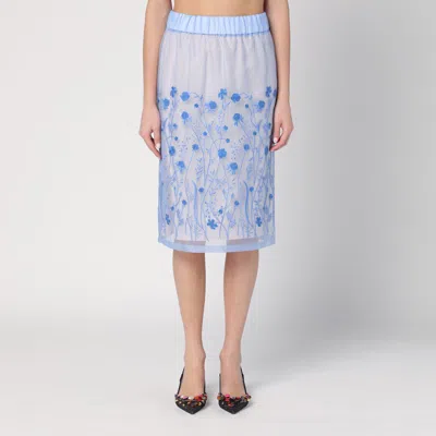 P.a.r.o.s.h . Sky Blue Silk Skirt With Embroidery