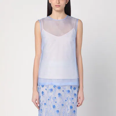 P.a.r.o.s.h Parosh  Sky Blue Tank Top In Silk