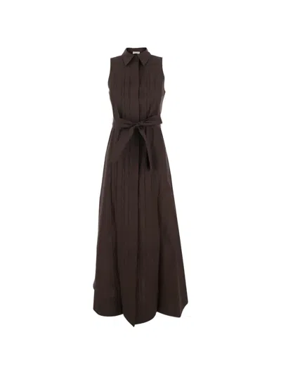 P.a.r.o.s.h Sleeveless Belted Dress In Brown