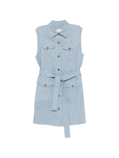 P.a.r.o.s.h Sleeveless Belted Shirt Dress In Blue