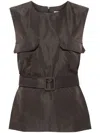 P.a.r.o.s.h Pesca Sleeveless Belted Top In Grey
