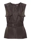 P.a.r.o.s.h Pesca Sleeveless Belted Top In Grey