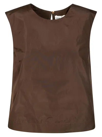 P.a.r.o.s.h Sleeveless Mini Blouse For Women In Brown