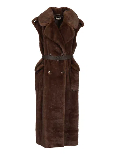 P.a.r.o.s.h Sleeveless Coat In Brown