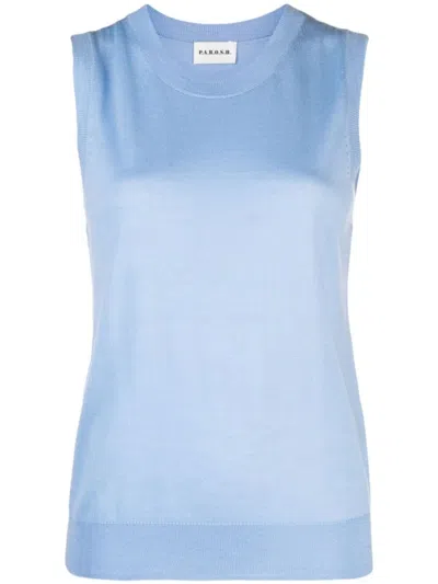 P.a.r.o.s.h Parosh Sleeveless Crew Neck Sweater In Blue