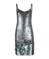 P.a.r.o.s.h Mini Grey Dress With All-over Multicolor Sequins In Gray