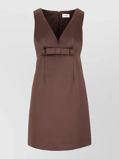P.a.r.o.s.h Sleeveless Dress V Neck Knee Length Bow In Brown