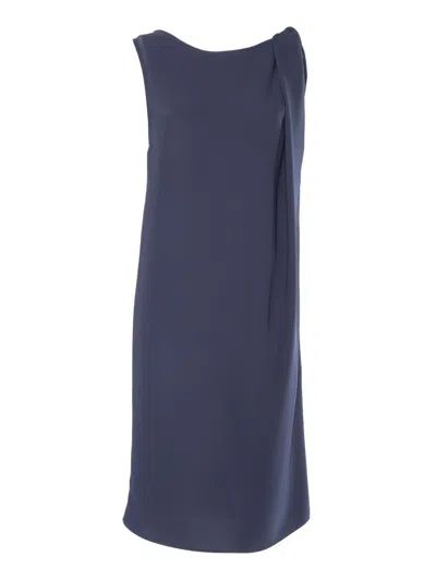 P.A.R.O.S.H SLEEVELESS EVENING DRESS WITH DRAPED DETAIL