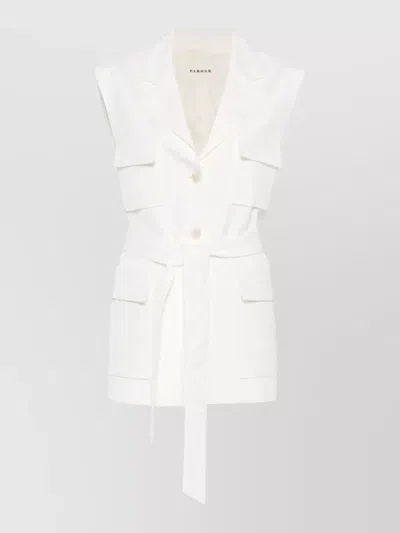 P.a.r.o.s.h Sleeveless Jacket Belted Waist Silk Nylon In White