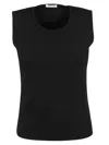 P.a.r.o.s.h Parosh Sleeveless Knitted Top With Crew Neck And Contoured Fit In Black