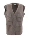 P.a.r.o.s.h Sleeveless Front Pocket Jacket In Gray