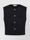 P.a.r.o.s.h Sleeveless Knitwear With Gold Buttons And Pockets In Black