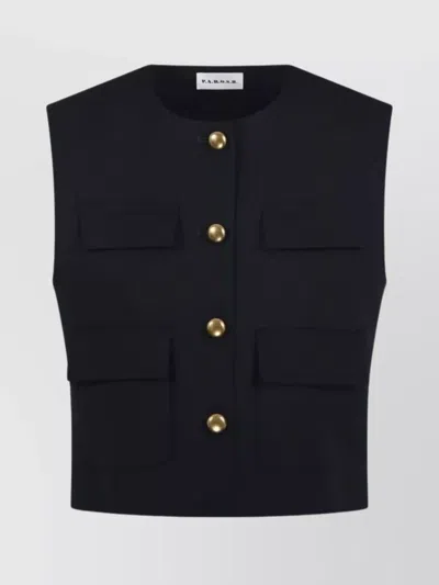 P.a.r.o.s.h Sleeveless Knitwear With Gold Buttons And Pockets In Black