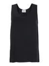 P.a.r.o.s.h Black Tank Top With Plunging U Neckline In Black