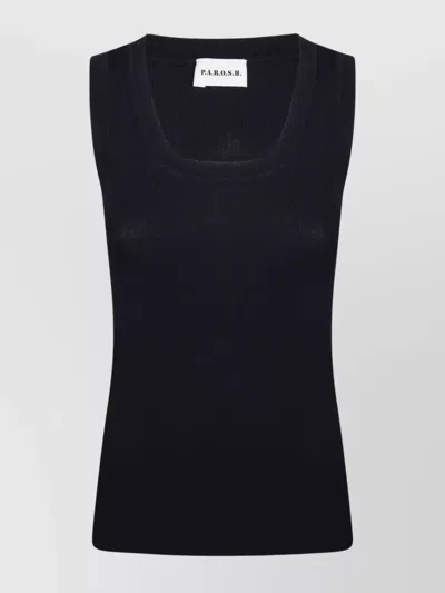 P.a.r.o.s.h Sleeveless Ribbed Knitwear Scoop Neckline In Black