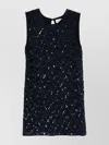 P.a.r.o.s.h Sleeveless Round Neck Dress With Sequin Embellishments In Black