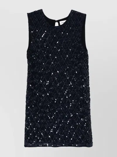 P.a.r.o.s.h Sleeveless Round Neck Dress With Sequin Embellishments In Black