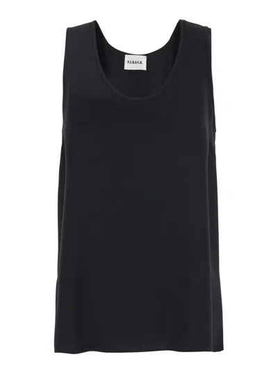 P.a.r.o.s.h . Sleeveless Round Neck Tank Top In Black