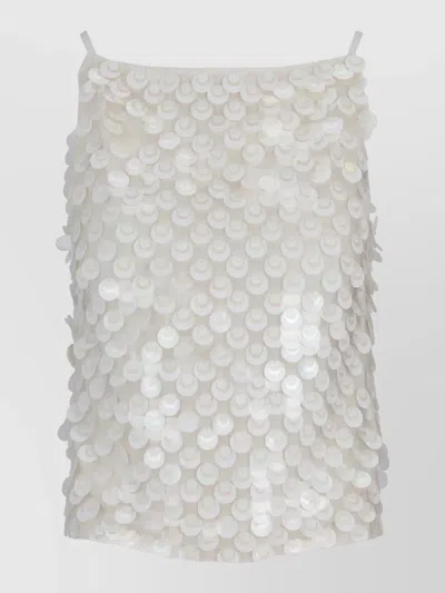 P.a.r.o.s.h Sleeveless Sequin Top Adjustable Straps In White