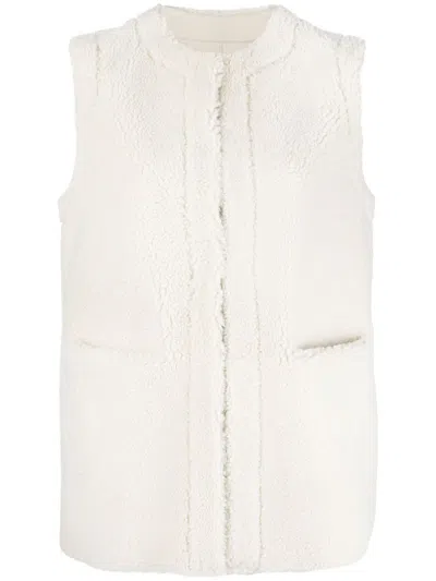 P.a.r.o.s.h Sleeveless Shearling Jacket In White