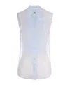P.a.r.o.s.h Parosh Sheer Sleeveless Button-front Blouse In Blue