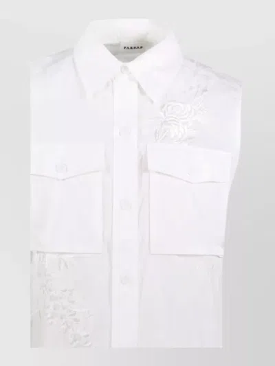 P.a.r.o.s.h Sleeveless Shirt Clean Design Embroidered Pockets In White
