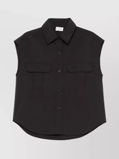 P.a.r.o.s.h Sleeveless Shirt Detail Box-pleat In Black