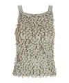 P.a.r.o.s.h Beige Sleeveless Rhinestoned Top In Gray