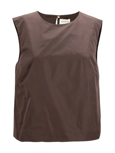 P.a.r.o.s.h Sleeveless Taffeta Blouse In Brown