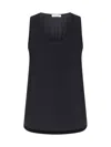 P.a.r.o.s.h U-neck Silk Tank Top In Black