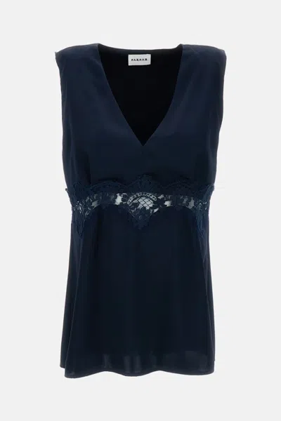 P.a.r.o.s.h Lace-trim V-neck Top In Blue