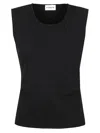 P.a.r.o.s.h Parosh Body-hugging Black Knitted Top With Classic Crew Neck In Nero
