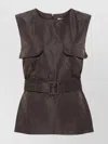 P.a.r.o.s.h Pesca Sleeveless Belted Top In Black