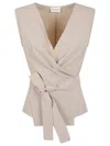 P.a.r.o.s.h Parosh Sleeveless V-neck Top With Tie Belt