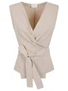 P.a.r.o.s.h Sleeveless V-neck Top With Tie Belt