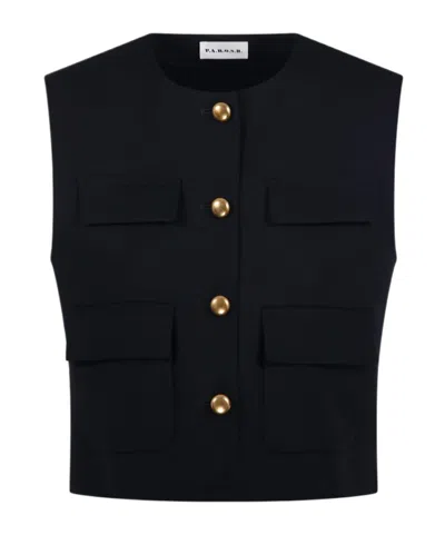 P.a.r.o.s.h Pocket-detail Buttoned Waistcoat In Black