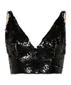 P.a.r.o.s.h Grand V-neck Sequined Cropped Top In Black