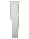 P.a.r.o.s.h Sleeveless White Blouse With Draped Neckline In Multi