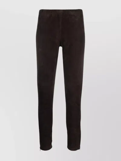 P.A.R.O.S.H SLIM-CUT TROUSERS IN GOAT SUEDE