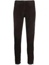 P.a.r.o.s.h Slim-cut Ankle-length Trousers In Goat Suede In Brown