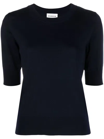 P.a.r.o.s.h Slim-fit Wool Knitted Top In Blue