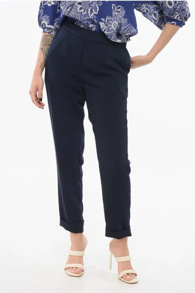 P.a.r.o.s.h Slim Pants With Turn-up Hems In Blue